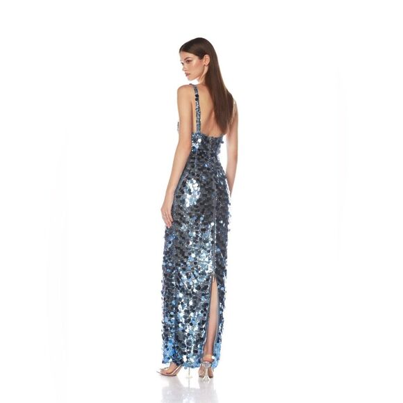 NWOT BRONX AND BANCO Allegra Ocean Blue Sequin Maxi Dress - Picture 6 of 16